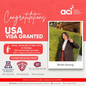 Visa success of SHristi Gurung